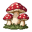 trees-tree-cluster-of-red-and-white-mushrooms-muted